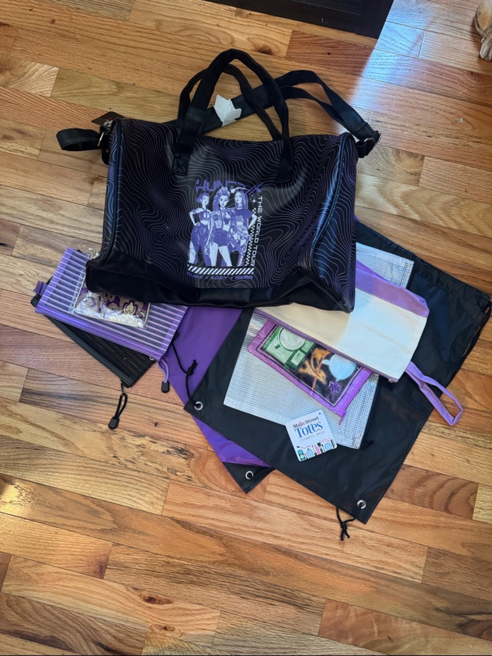 NWT KPOP Demon Hunters Duffle Bag with Bundle of 8 other NWT/NWOT Bags